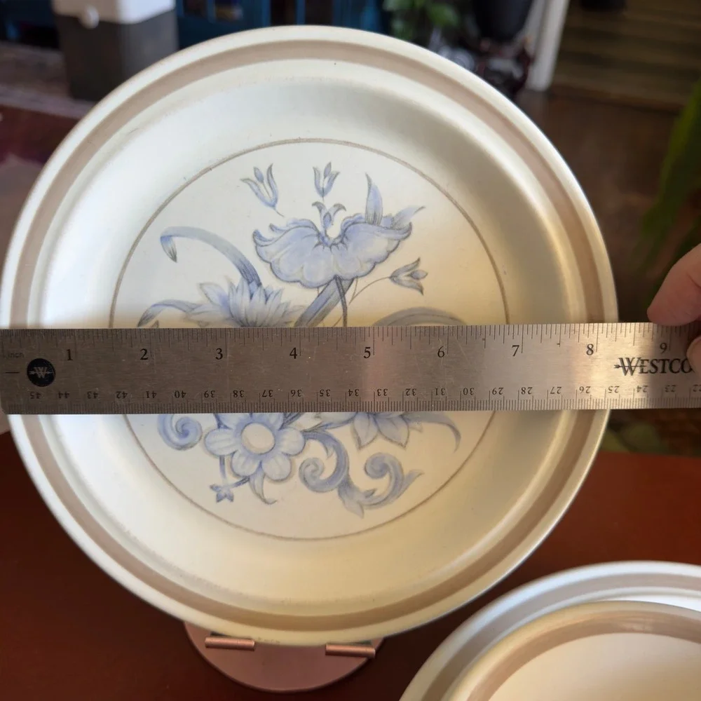 Royal Doulton Inspiration LS1016 Stoneware Set Of 10 WIDE BAND Blue‎ Floral
